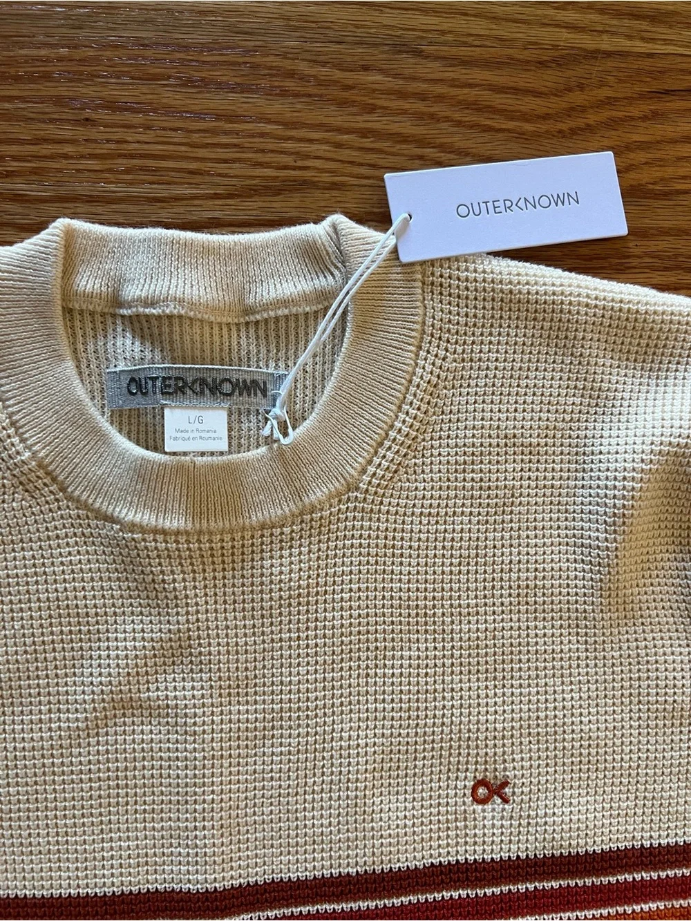 NWT Outerknown Nostalgic Sweater with Sunset Stripe